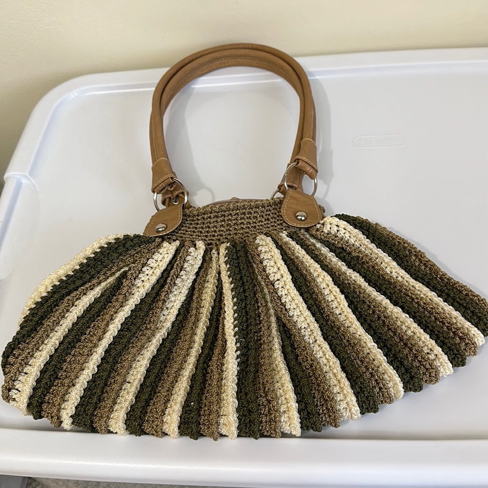 Hand made crochet moon purse
